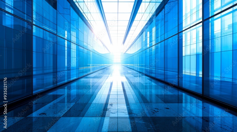 A Perspective View of a Modern Glass Corridor A Perspective View of a Modern Glass Corridor