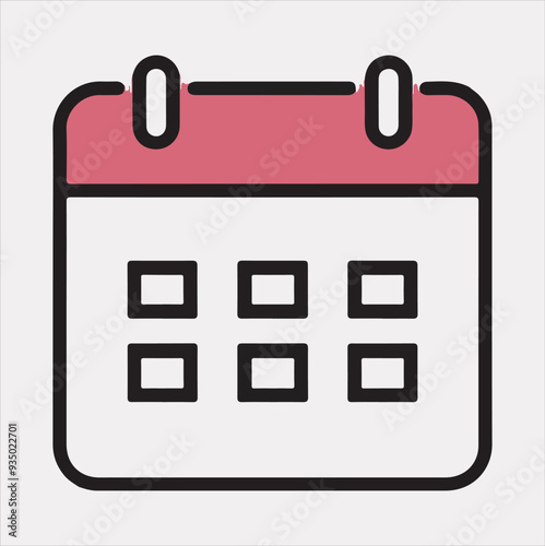 Calendar flat Vector silhouette illustration icon on a white background
