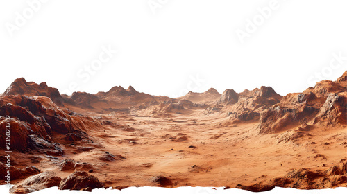 Martian landscape isolated on a transparent background