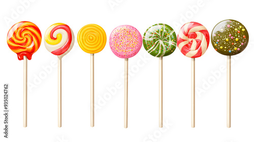 Set of lollipops isolated on a transparent background