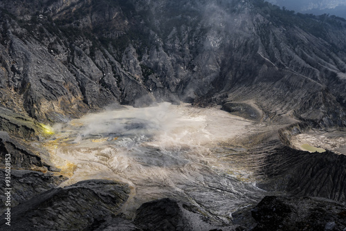 Tangkuban Perahuis is an active volcano. The volcanic crater in Bandung, West Java of Indonesia