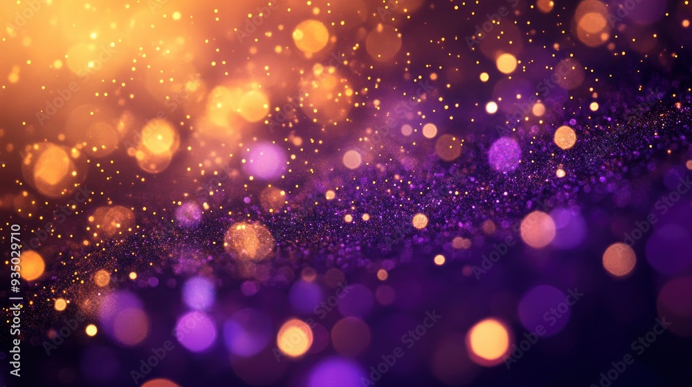 Abstract background with Dark purple and gold particle. Golden glitter on bokeh background. Festive abstract background with generative ai Abstract background with Dark purple and gold particle. Golden glitter on bokeh background. Festive abstract background with generative ai