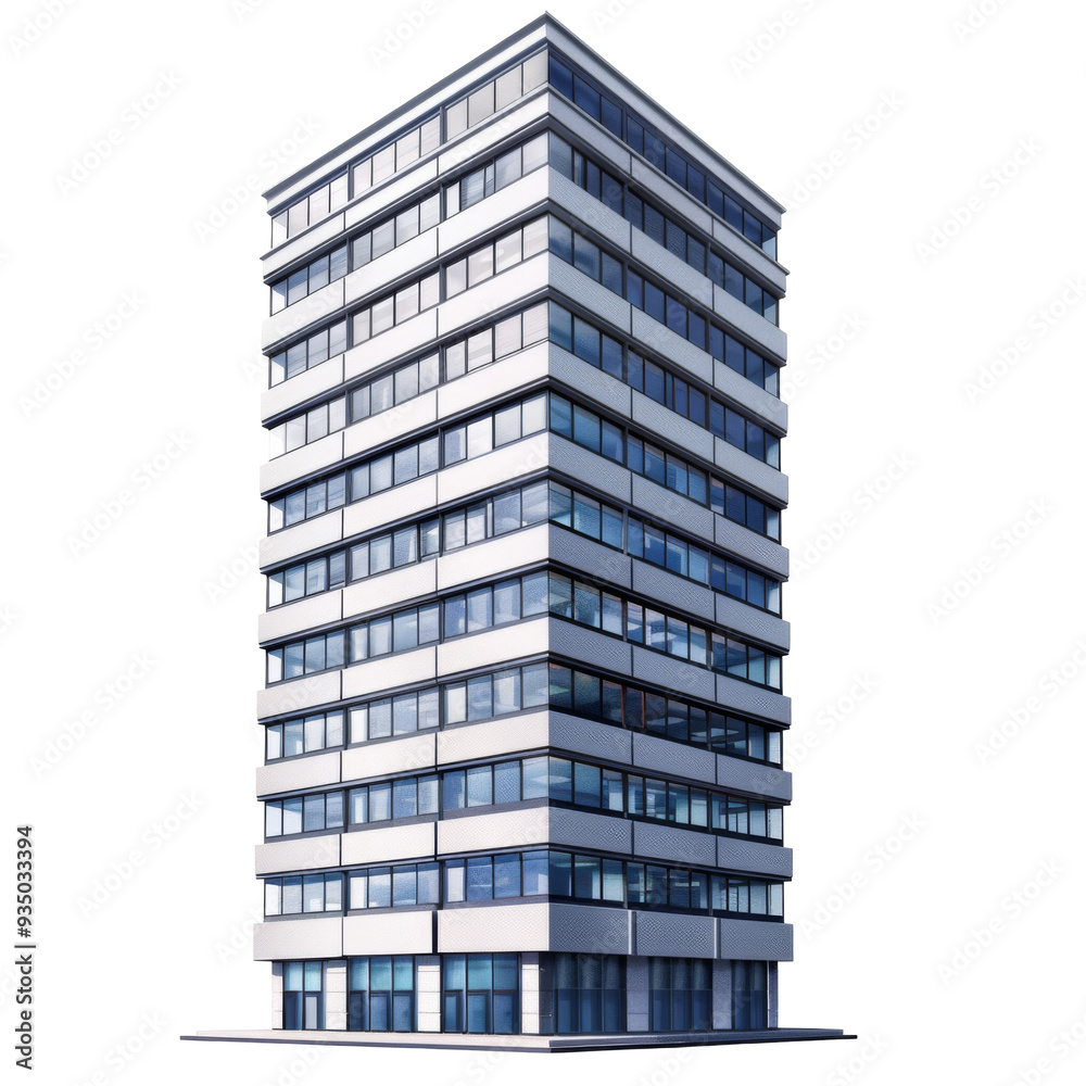 Tall office building realistic image on white or transparent background Tall office building realistic image on white or transparent background