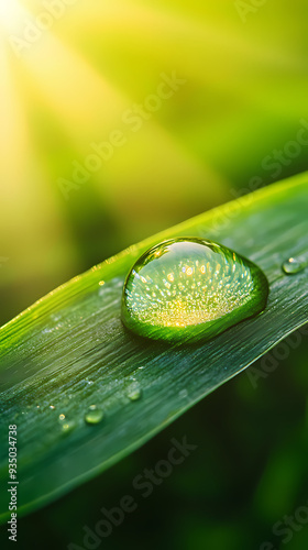 Wallpaper Mural Dew on green leaves in the spring morning Torontodigital.ca