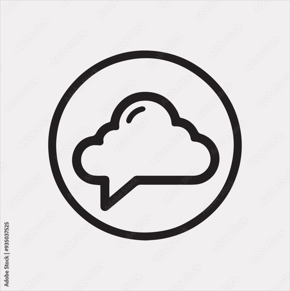 cloud chat icon Vector silhouette illustration icon on a white background cloud chat icon Vector silhouette illustration icon on a white background