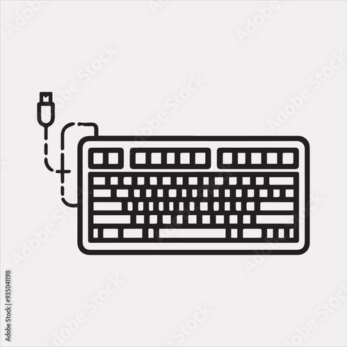 Computer keyboard Vector silhouette illustration icon on a white background