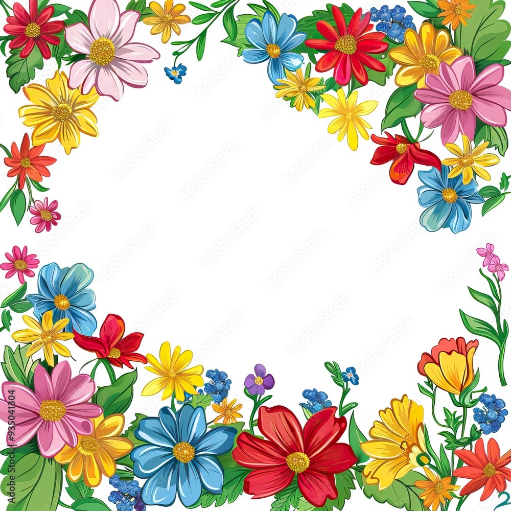 Horizontal Cartoon Flower Border Horizontal Cartoon Flower Border