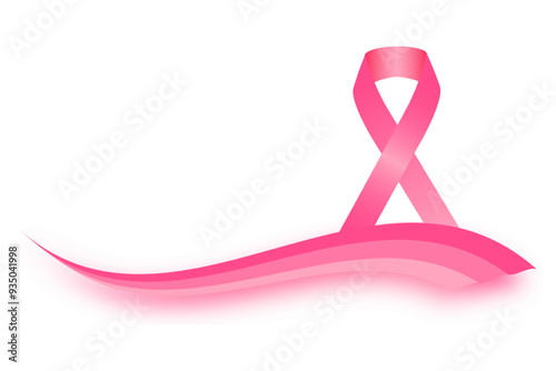 Vector illustration of breast cancer awareness pink ribbon on transparent background