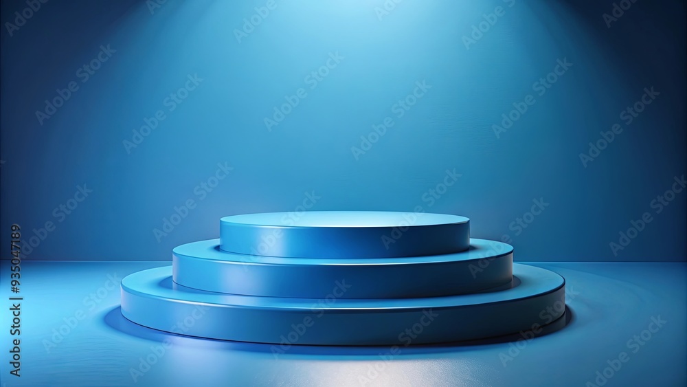 Blue round podium with steps for product display, blue,podium, steps, product display, stand, stage, presentation, exhibition Blue round podium with steps for product display, blue,podium, steps, product display, stand, stage, presentation, exhibition