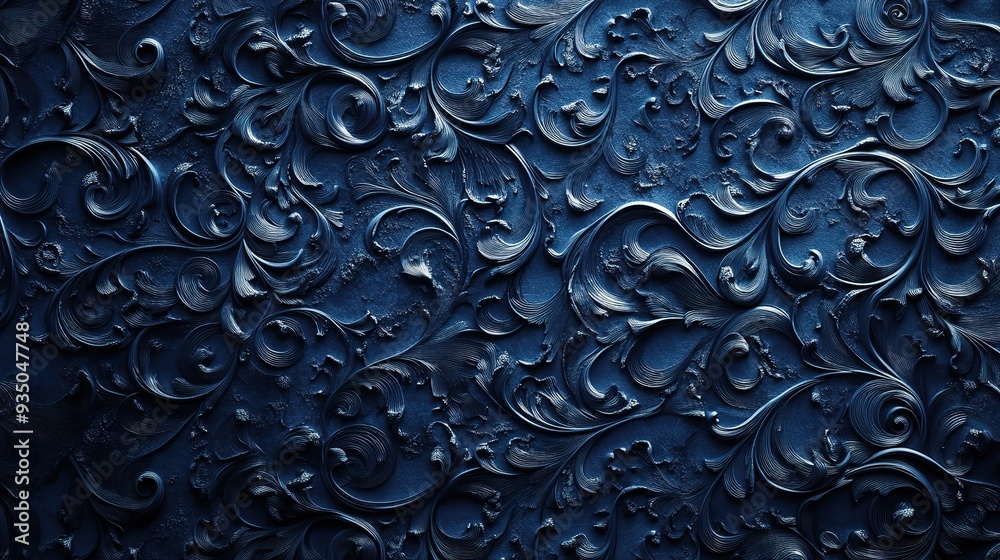 Intricate Navy Blue Floral Pattern: A mesmerizing backdrop of intricate, navy blue floral patterns, evoking a sense of elegance and sophistication. Intricate Navy Blue Floral Pattern: A mesmerizing backdrop of intricate, navy blue floral patterns, evoking a sense of elegance and sophistication.