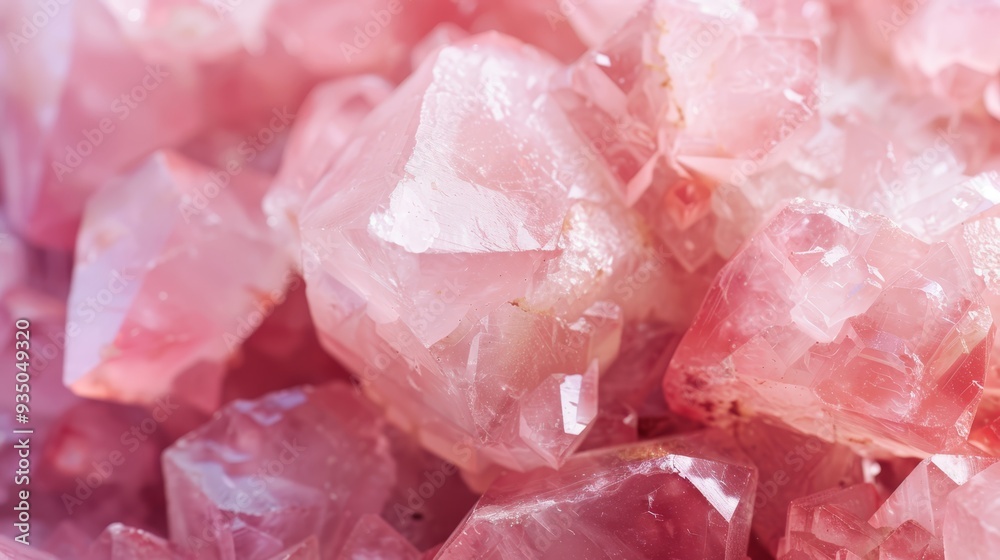 A stack of pink crystals atop another pile, comprised of both pink and white ones A stack of pink crystals atop another pile, comprised of both pink and white ones