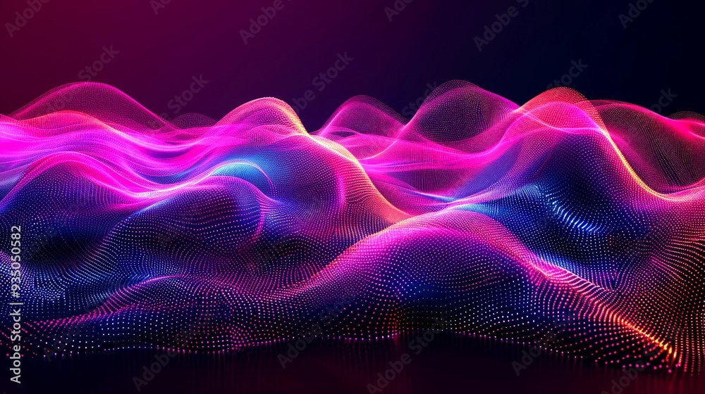 Fototapeta premium Abstract Digital Landscape with Pink and Blue Hues