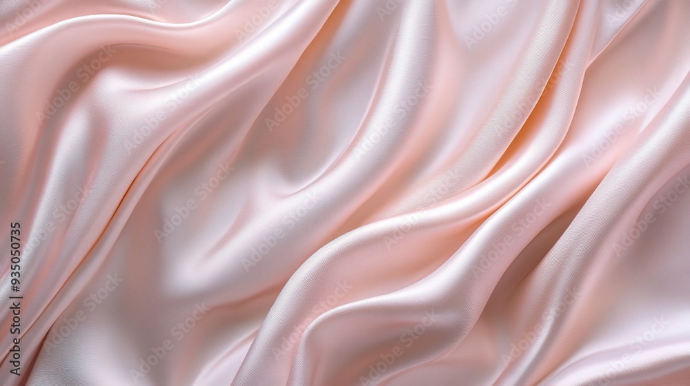 Obraz premium Soft Blush Satin Drape: A delicate, ethereal texture of blush pink satin, its subtle wrinkles and folds creating a mesmerizing visual symphony. 