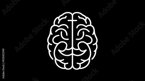 Human brain icon in line style
