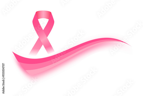 Vector illustration of breast cancer awareness pink ribbon on transparent background