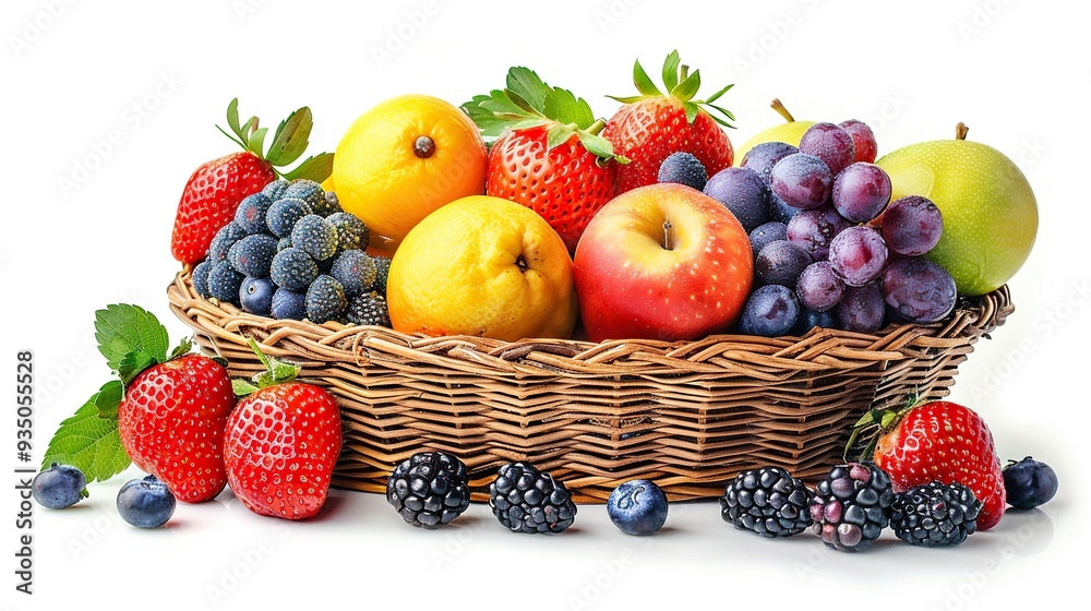 appetizing fruits in a basket,generative ai appetizing fruits in a basket,generative ai