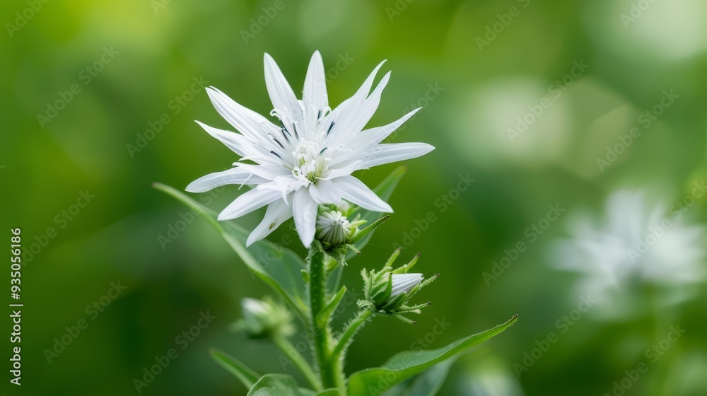 A close-up of a white flower against a softly blurred backdrop of grass and flowers A close-up of a white flower against a softly blurred backdrop of grass and flowers