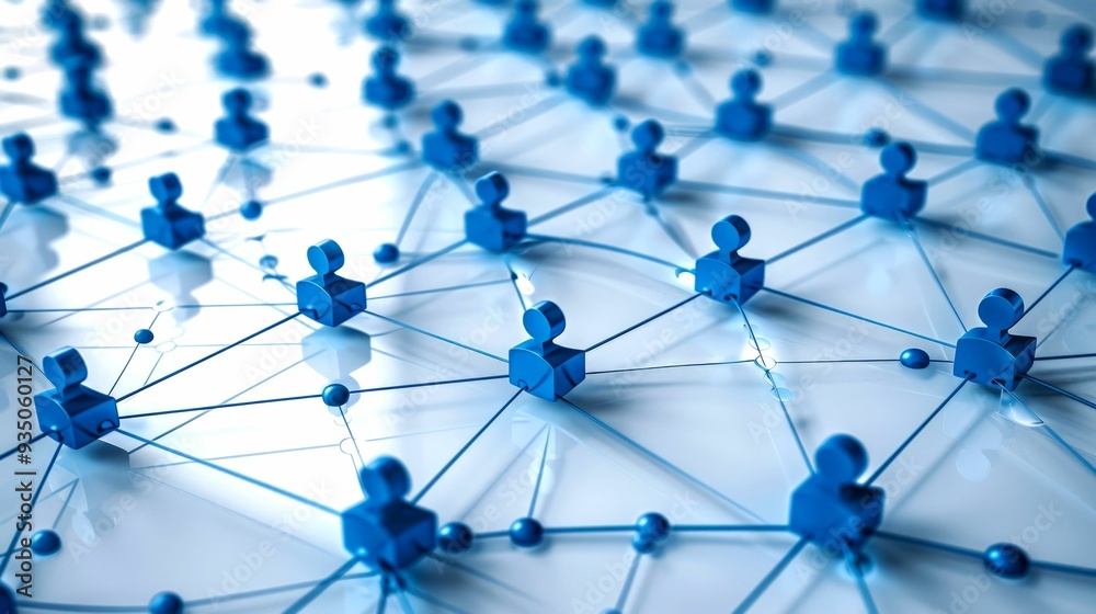 Blue Person Icons Connected by Lines Representing a Network Blue Person Icons Connected by Lines Representing a Network