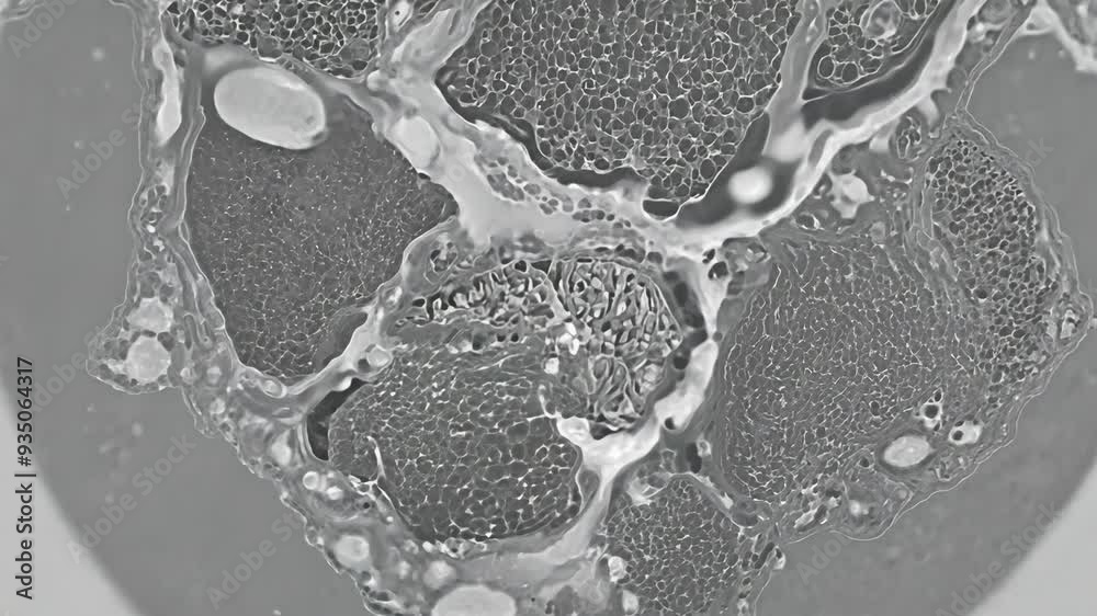 Exploring the intricate structure of microscopic cells under high magnification in a laboratory setting