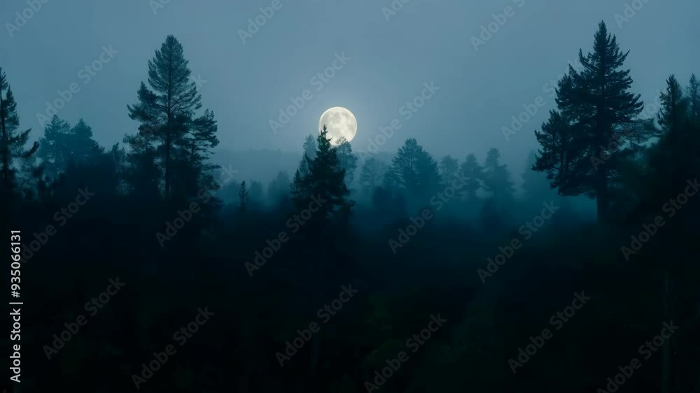 Moonlit forest exploration under starry sky at twilight in the serene wilderness Moonlit forest exploration under starry sky at twilight in the serene wilderness