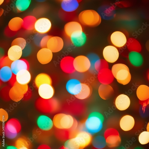 A vibrant photograph featuring a blur of colorful Christmas lights, ideal for creating a festive Christmas background. Twinkling hues dance in joyous chaos!