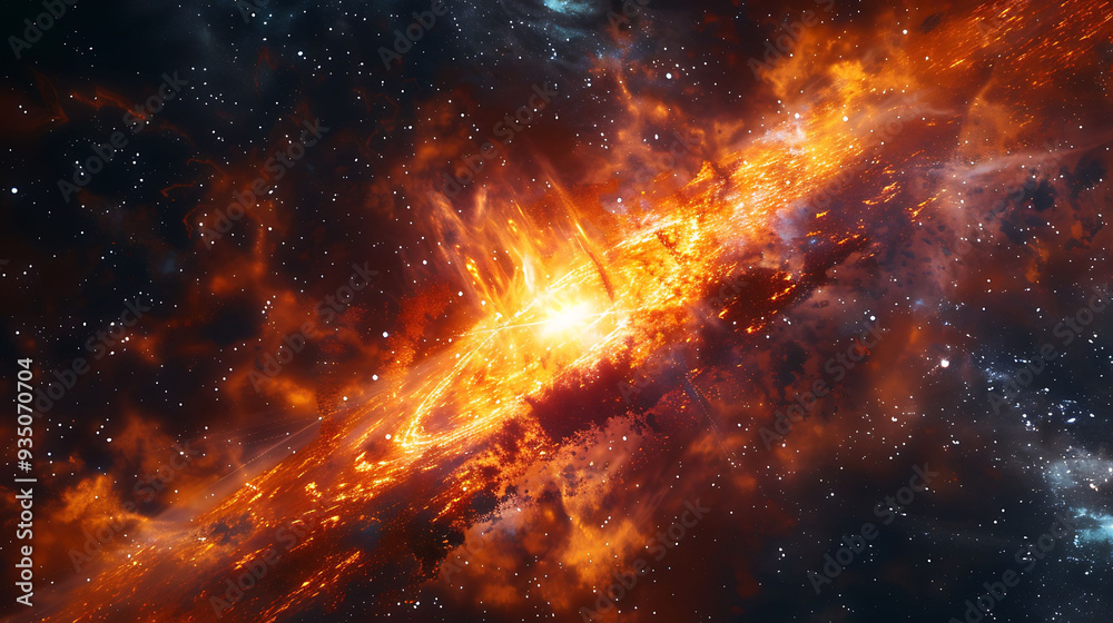Fototapeta premium Pulsar emitting beams of light in space