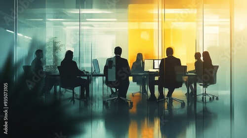 Silhouettes of Business People in a Meeting