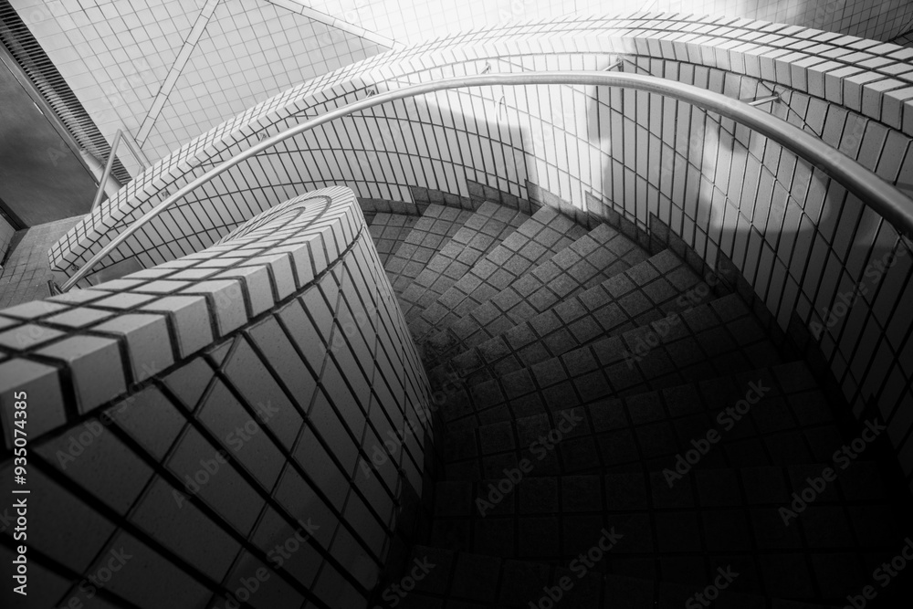 Obraz premium High angle view of spiral staircase