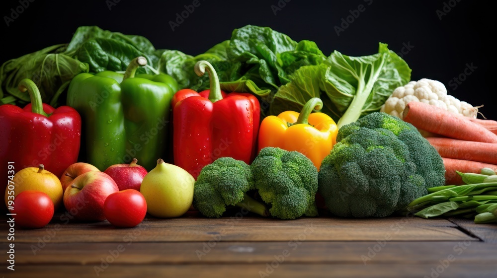 Healthy food selection of fresh fruits and vegetables Healthy food selection of fresh fruits and vegetables