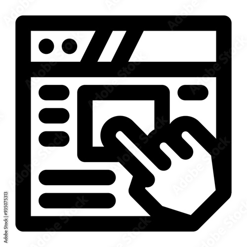 interactive design, web design, web, touch, click, content creator outline icon