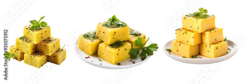 Dhokla gujrati dish, on isolated transparent background photo