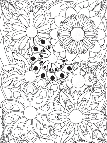 Wallpaper Mural flowers Coloring Book Pages flowers for Relaxation and Stress Relief on Flowers Patterns Torontodigital.ca