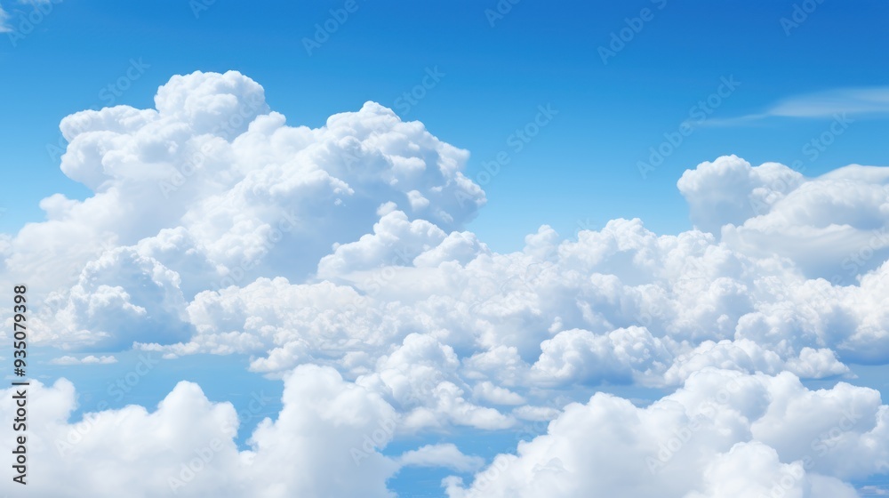 White fluffy cumulus clouds , bright blue sky, White fluffy cumulus clouds , bright blue sky,