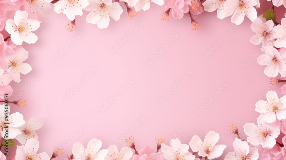 Pink Cherry blossom Illustration. Frame of Sakura Cherry Blossoms Spring flower Pink Cherry blossom Illustration. Frame of Sakura Cherry Blossoms Spring flower