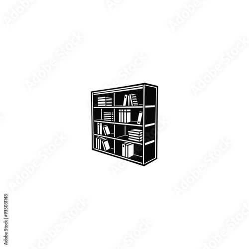 bookself with books silhouette vector photo