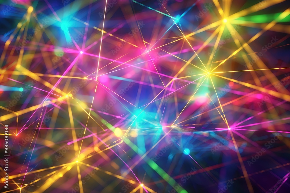 Obraz premium Abstract colorful lines and light beams creating a vibrant and energetic background.