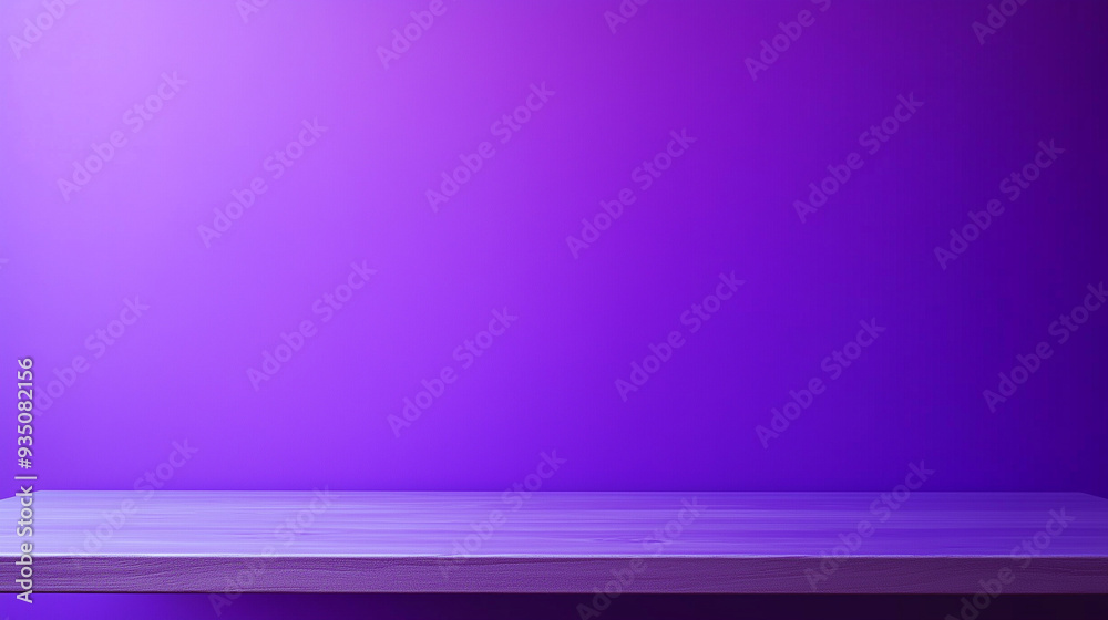 A smooth wooden surface in front of a vibrant purple backdrop provides ideal space for creative projects, showcasing items, or presentations, copy space