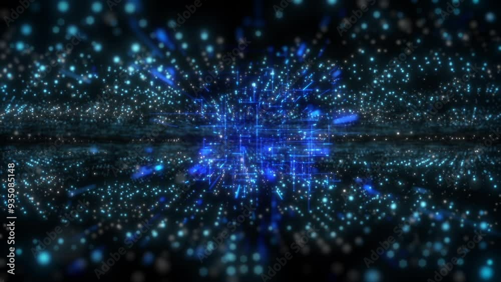 This stock motion graphic shows an abstract structure with many blinking dots and grid lines in the center of the frame. This stock motion graphic shows an abstract structure with many blinking dots and grid lines in the center of the frame.