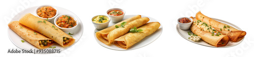 Masala Dosa, a popular South Indian delicacy, on isolated transparent background