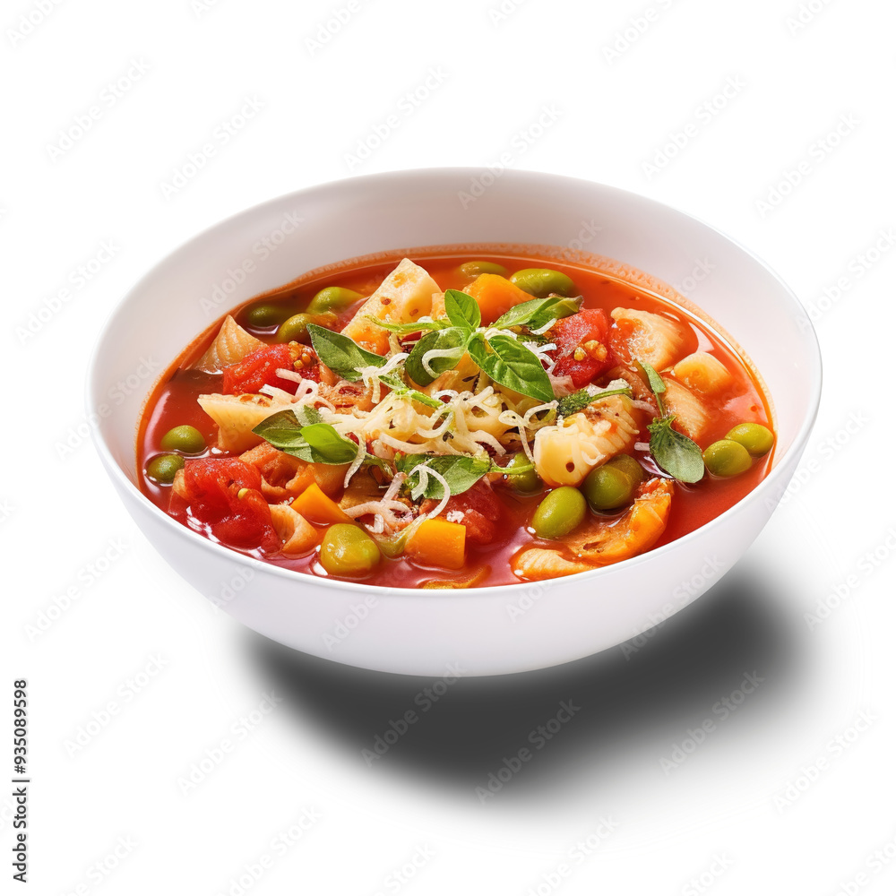 Minestrone Soup with Vegetables and Pasta, on isolated transparent background Minestrone Soup with Vegetables and Pasta, on isolated transparent background