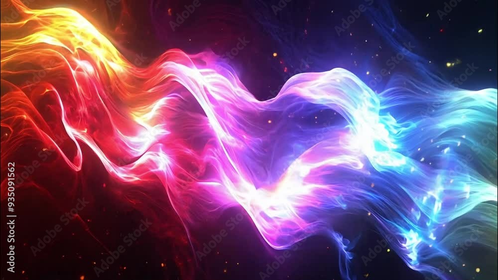 Abstract Colorful Swirling Energy Pattern on Black Background Abstract Colorful Swirling Energy Pattern on Black Background