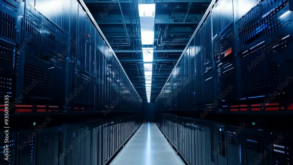 Exploring a high-tech data center with advanced server technology in a modern facility Exploring a high-tech data center with advanced server technology in a modern facility