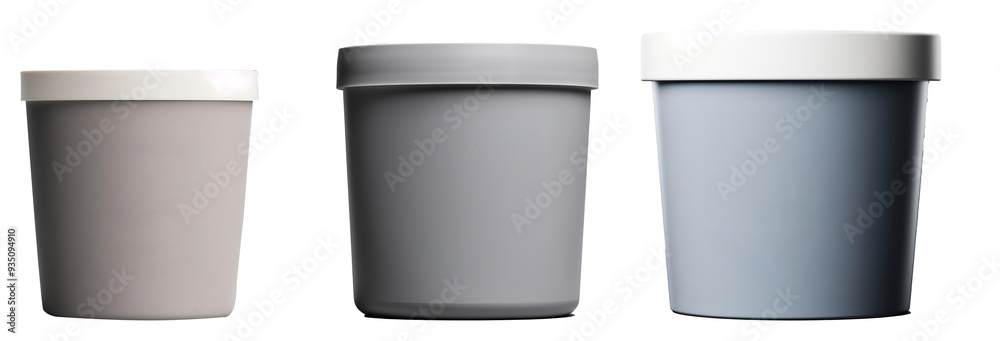 Pots tubs packaging mockup, on isolated transparent background Pots tubs packaging mockup, on isolated transparent background