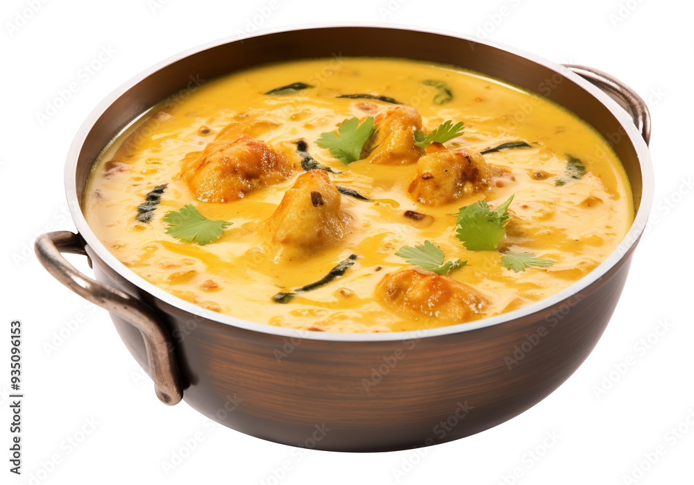 Punjabi Kadhi Pakora, a comforting North Indian curry, on isolated transparent background Punjabi Kadhi Pakora, a comforting North Indian curry, on isolated transparent background