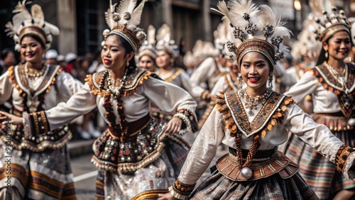 Kadayawan Festival, traditional dancers perform cultural dances in beautiful costumes, photo