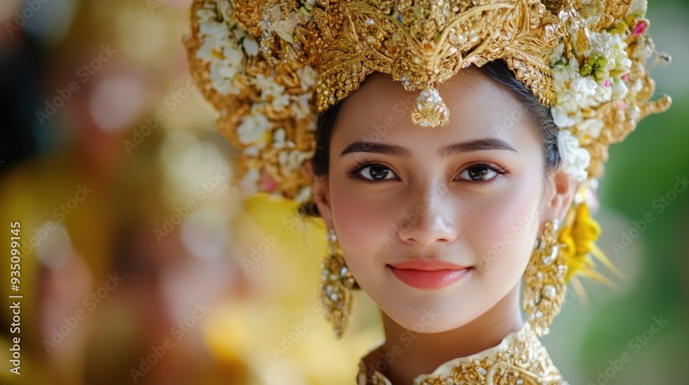 Beautiful female asian model with traditional bridal makeup regional customs background wallpaper AI generated image Beautiful female asian model with traditional bridal makeup regional customs background wallpaper AI generated image
