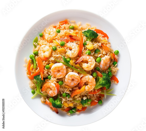 Shrimp Scampi, an Italian-American seafood dish, on isolated transparent background