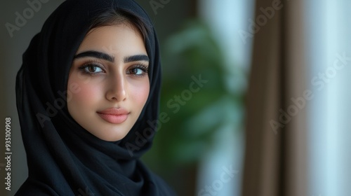 Muslim woman models with headscarves look face beautiful and attractive background wallpaper AI generated image