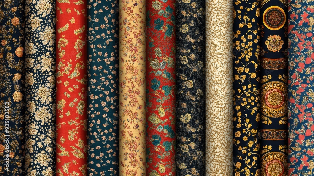 Traditional South Asian textile patterns with copy space, perfect for fashion or cultural heritage themes. Traditional South Asian textile patterns with copy space, perfect for fashion or cultural heritage themes.