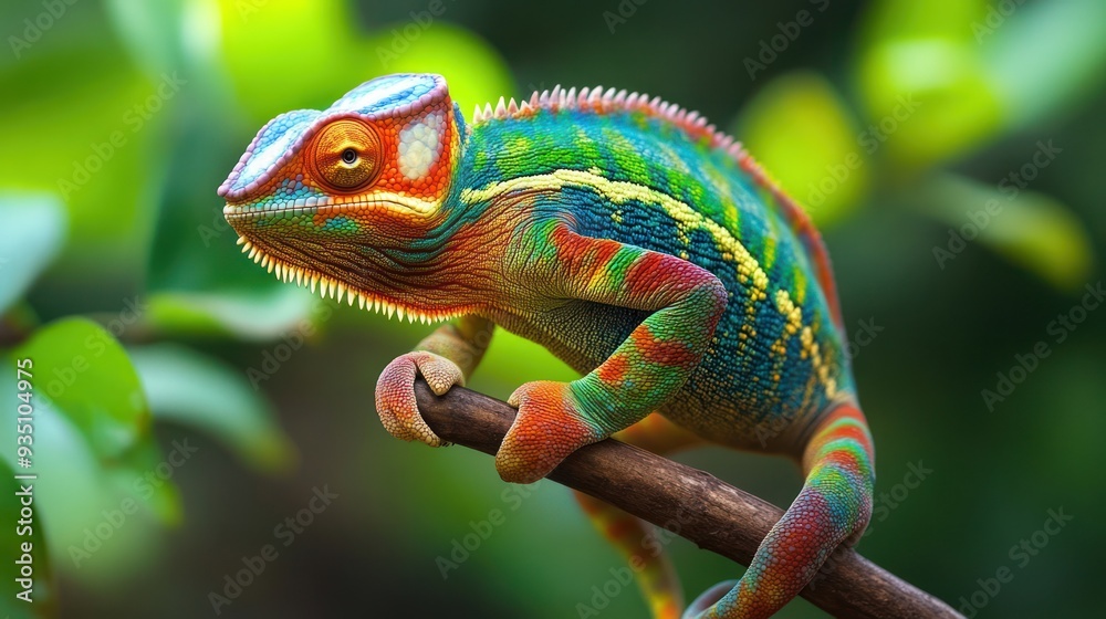 Obraz premium Vibrant Chameleon on Branch